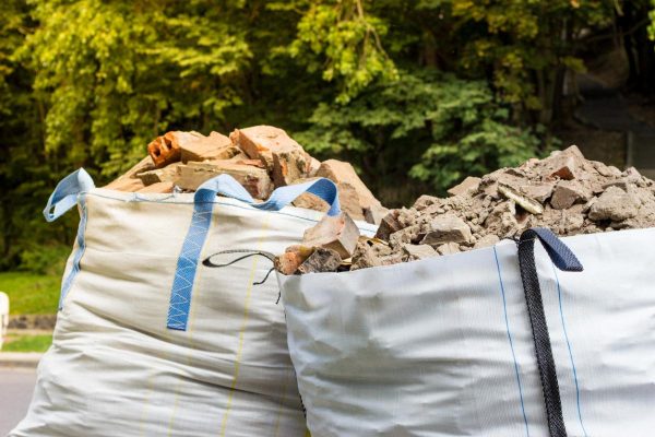 Two big bags container with rubble.